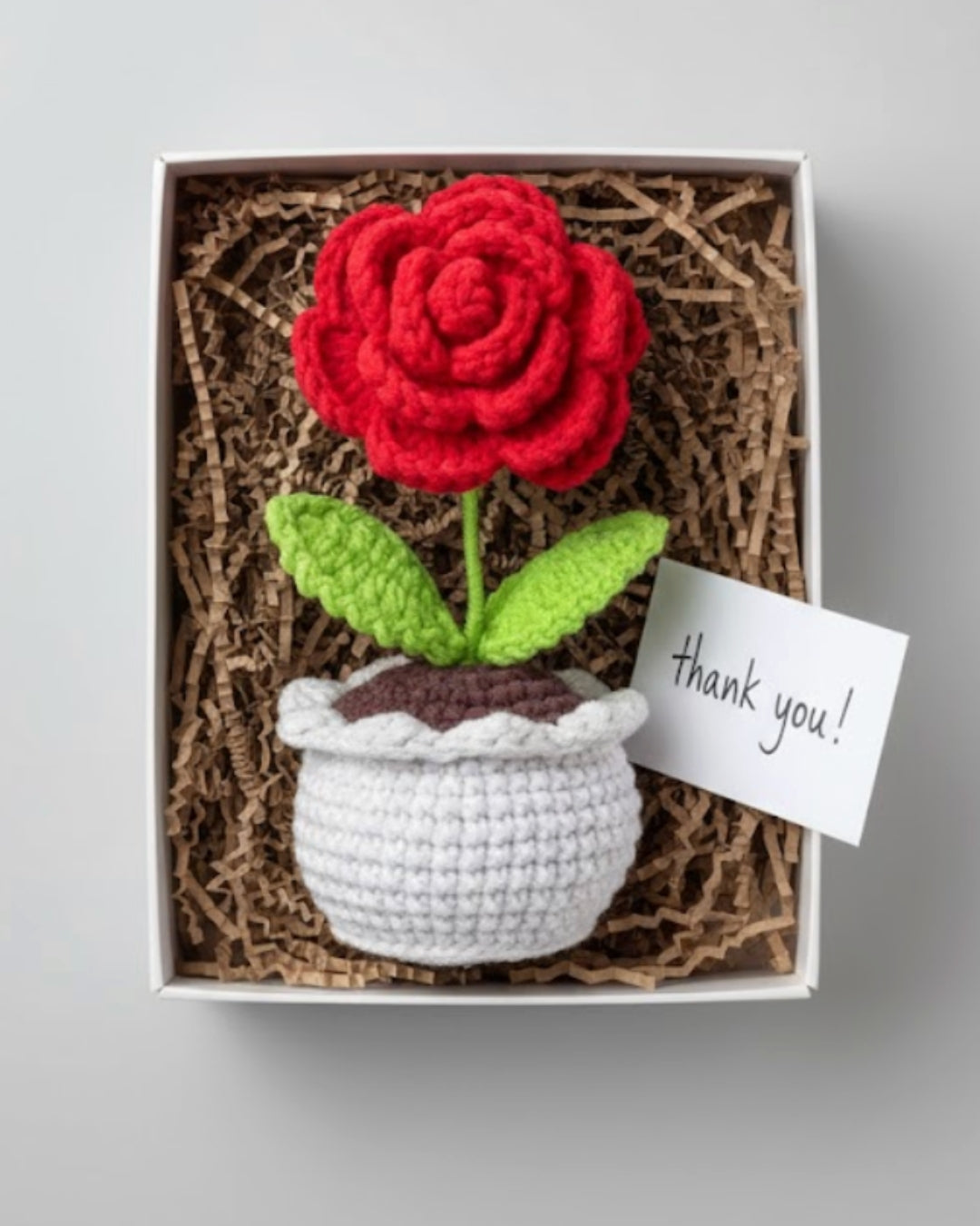 Handmade Crochet Rose with Pot