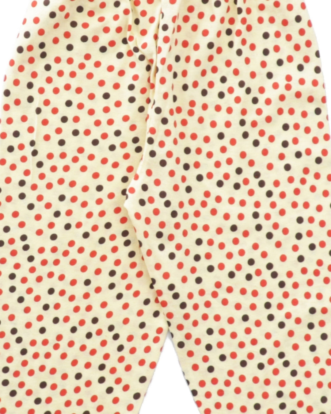 Yellow Cotton Knit Full Length Polka Dots Printed Pajama