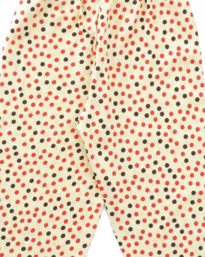 Yellow Cotton Knit Full Length Polka Dots Printed Pajama
