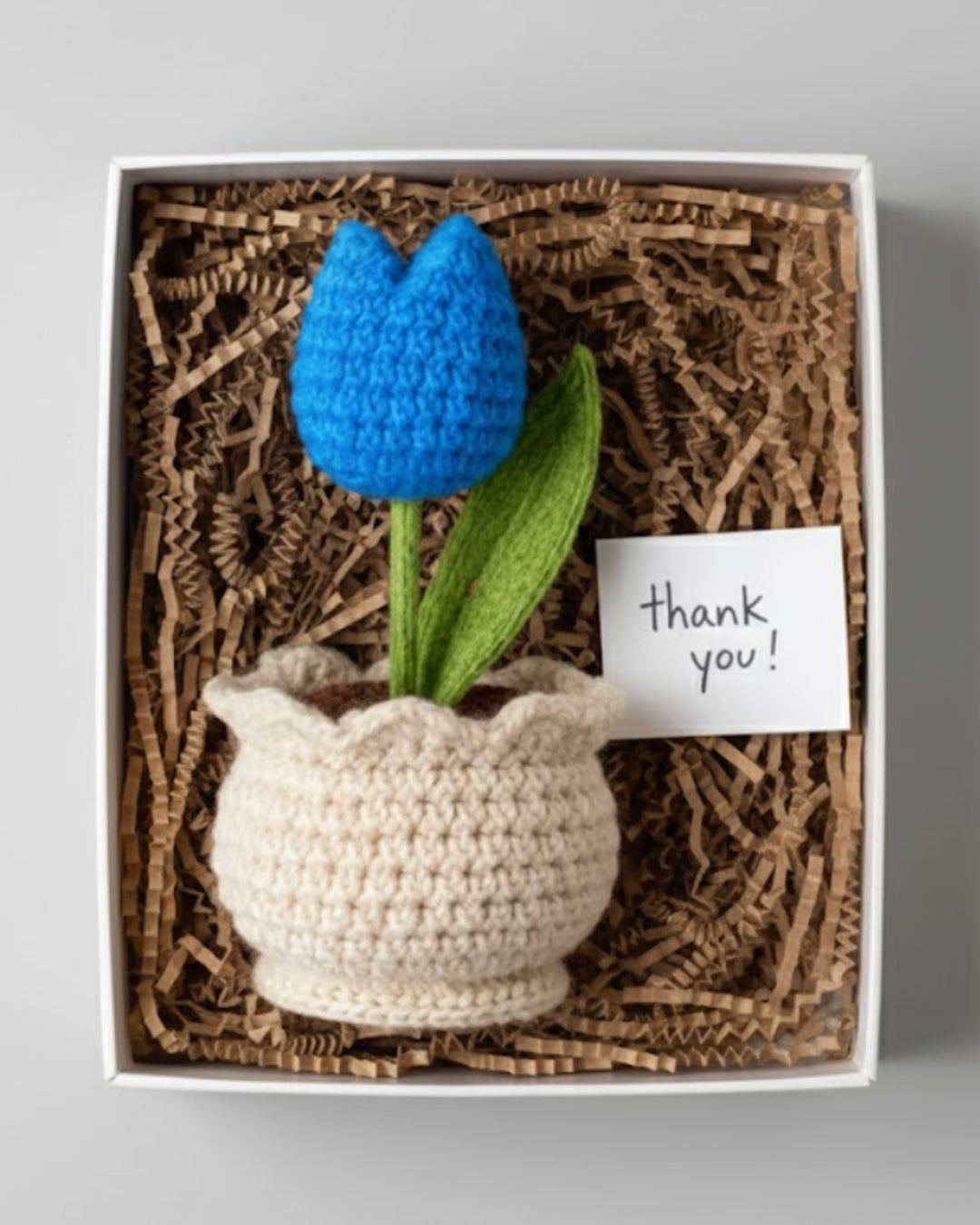 Handcrafted Crochet Blue Tulip with Pot