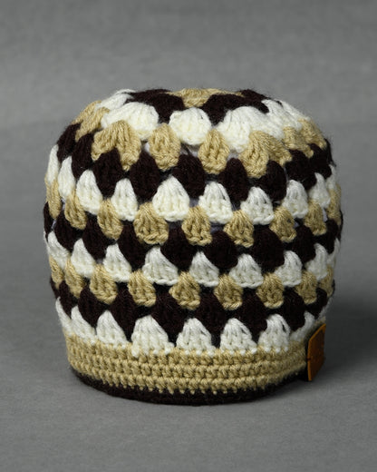 Multicolor Self Design Beanie Handmade Knitted Woollen Cap for Kids