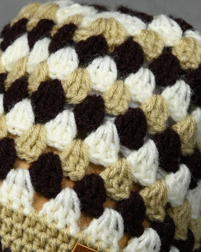 Multicolor Self Design Beanie Handmade Knitted Woollen Cap for Kids