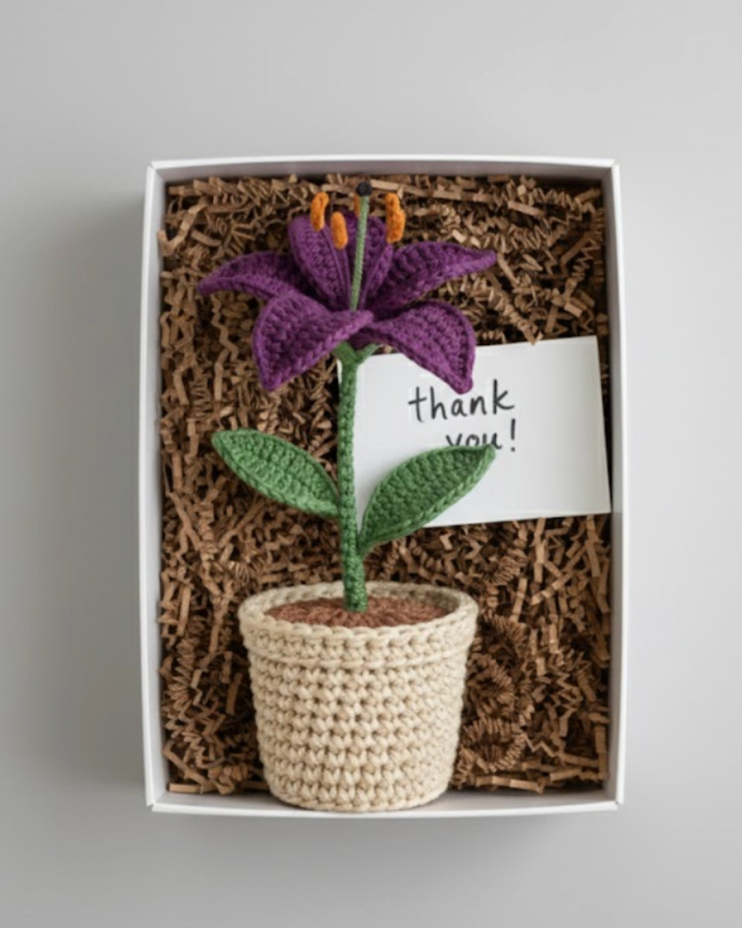 Handmade Crochet Purple Lily with Pot