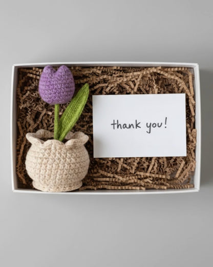 Handmade Crochet Mauve Tulip Flower with Pot