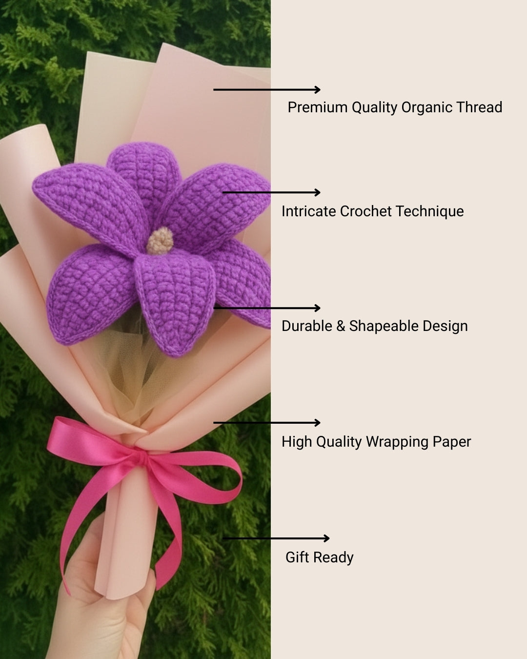 Handmade Crochet Purple Lily Bouquet