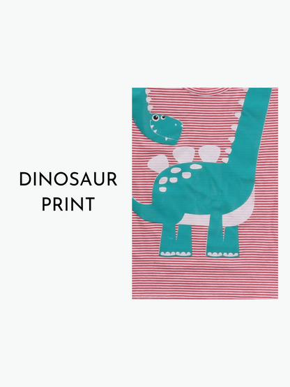 Multicolor Dinosaur Printed Cotton Night Dress for Kids