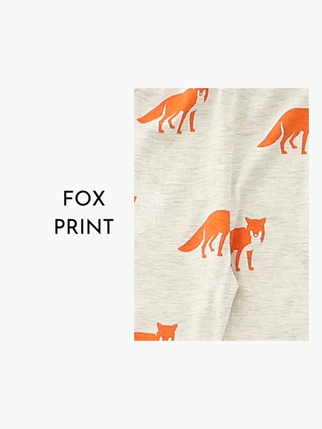Beige Fox Print Cotton Kids Night Suit