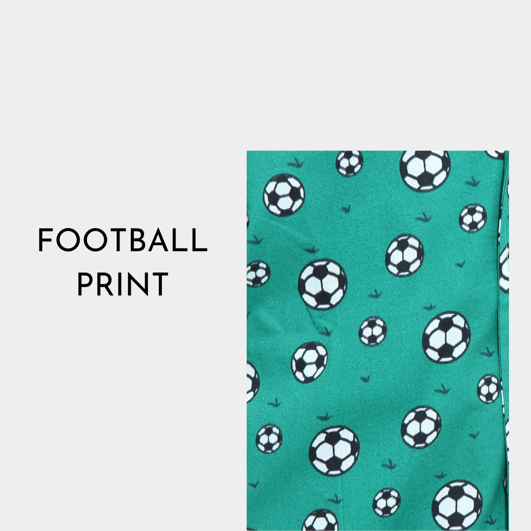 Green Football Printed Cotton Night Dress for Kids