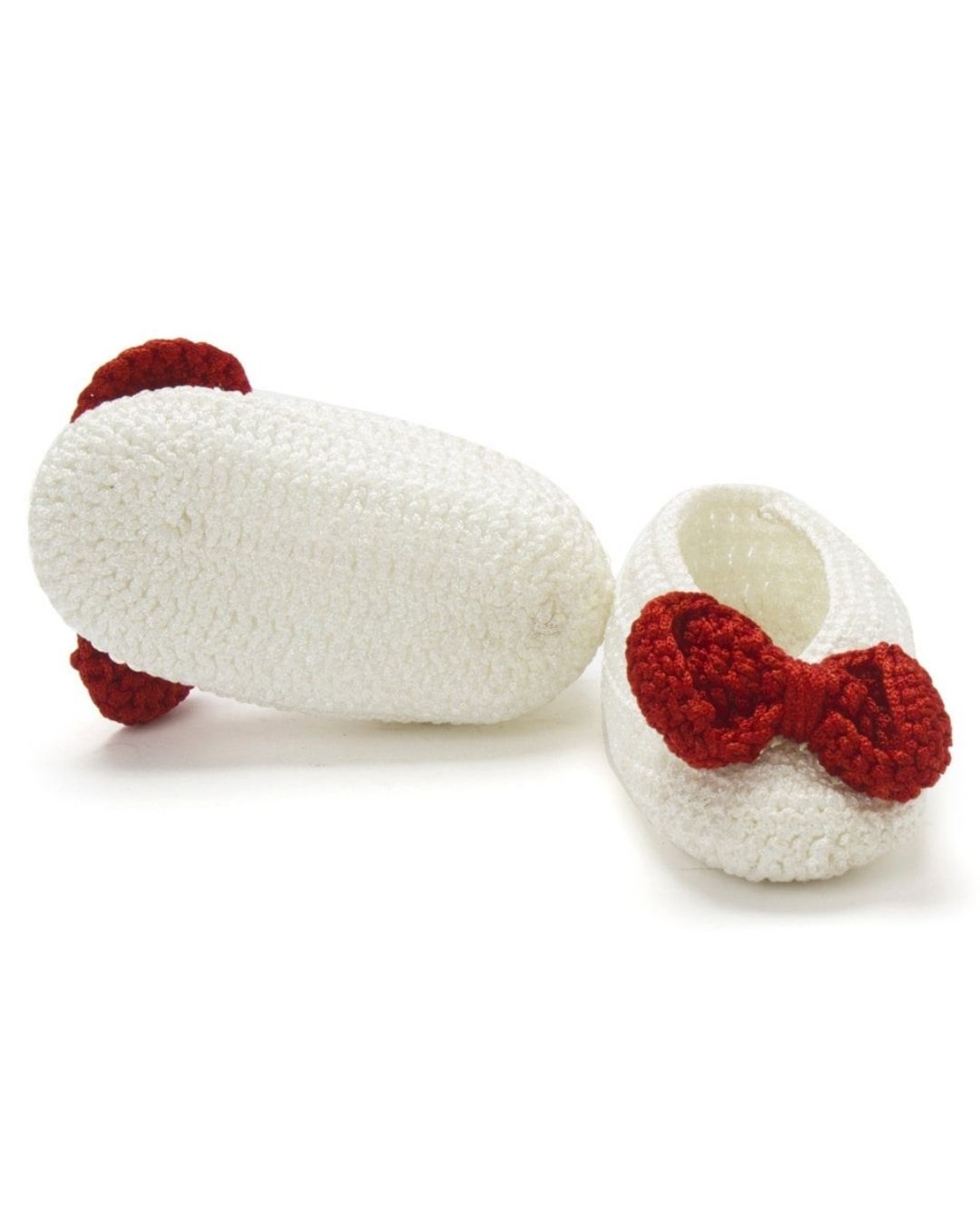 Red & White Crochet Baby Booties for Girls