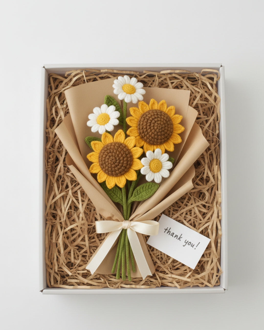 Handmade Crochet Sunflower & Daisy Flower Bouquet