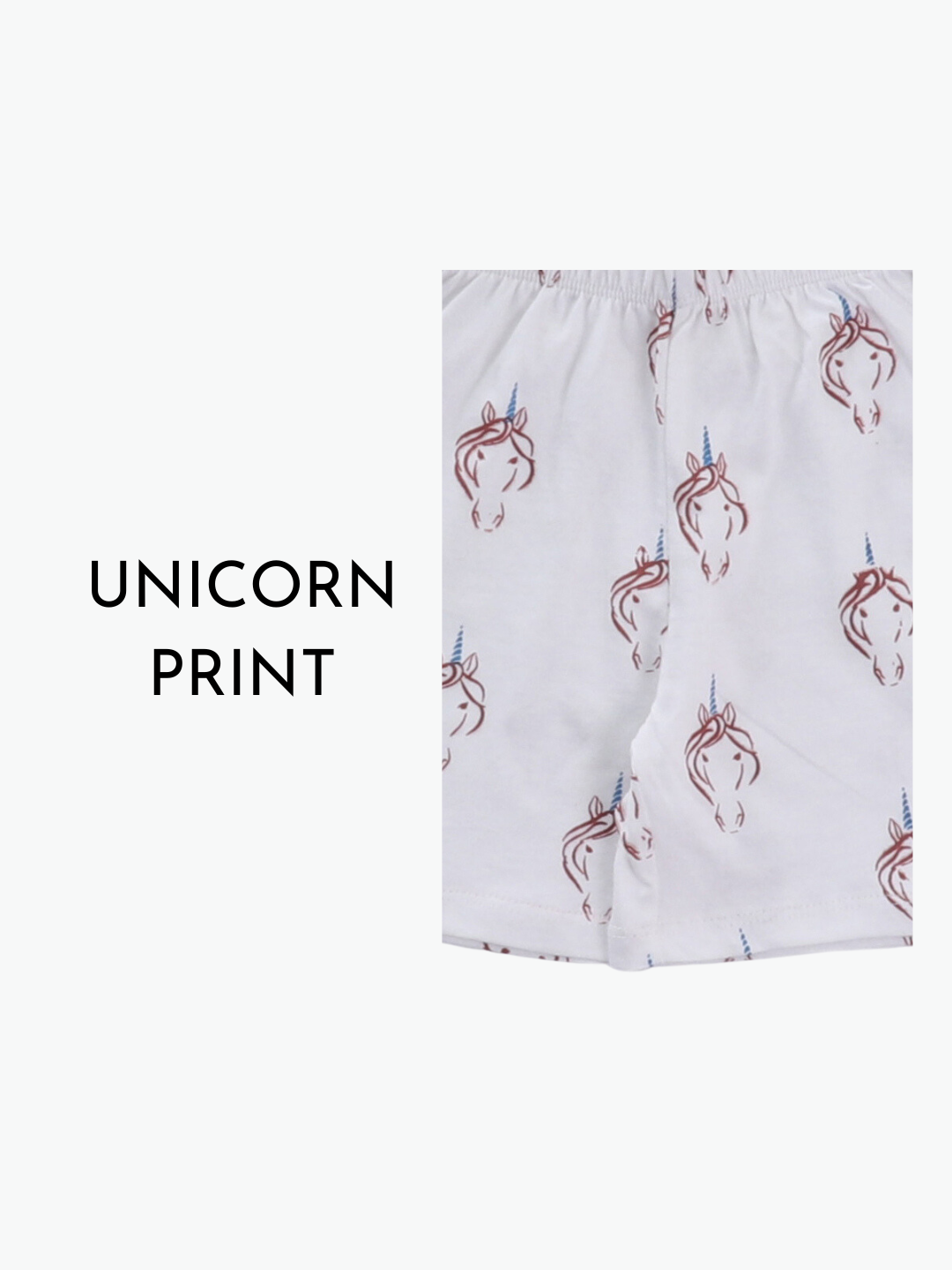 Multicolor Unicorn Printed Shorts Night Dress for Girls