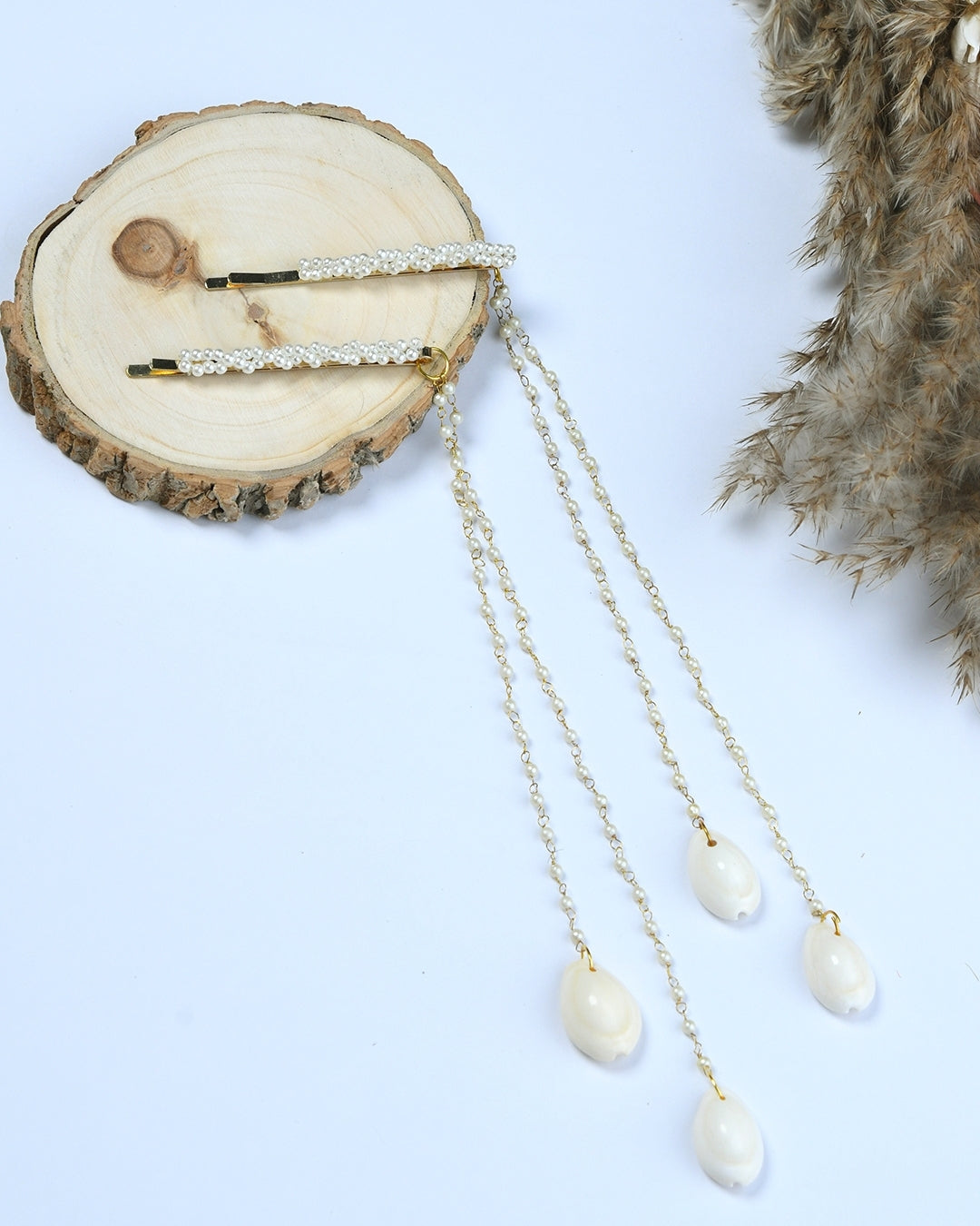 Pack Of 2 Pearl Embellished Hairclip - Gold