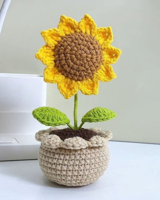Handmade Crochet Sunflower with Pot