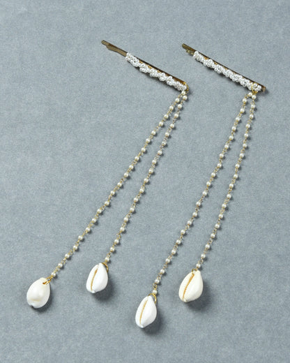 Pack Of 2 Pearl Embellished Hairclip - Gold
