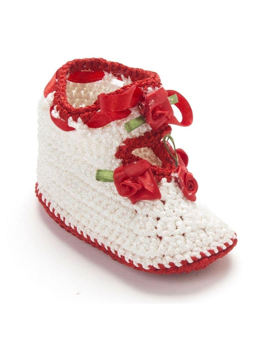 Red & White Crochet Baby Booties for Girls