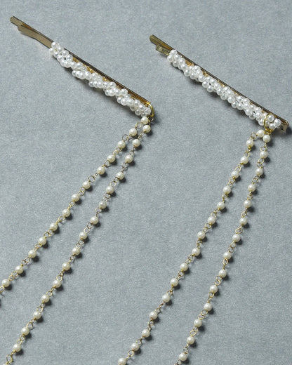 Pack Of 2 Pearl Embellished Hairclip - Gold