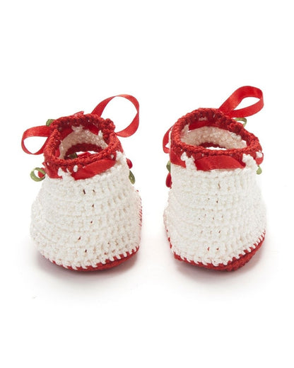 Red & White Crochet Baby Booties for Girls