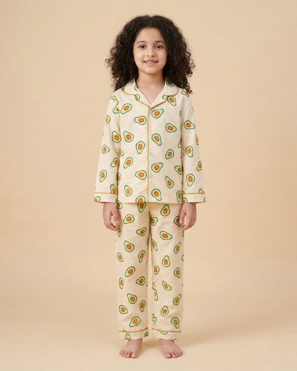 Avocado Printed Pure Cotton Night Suit for Kids