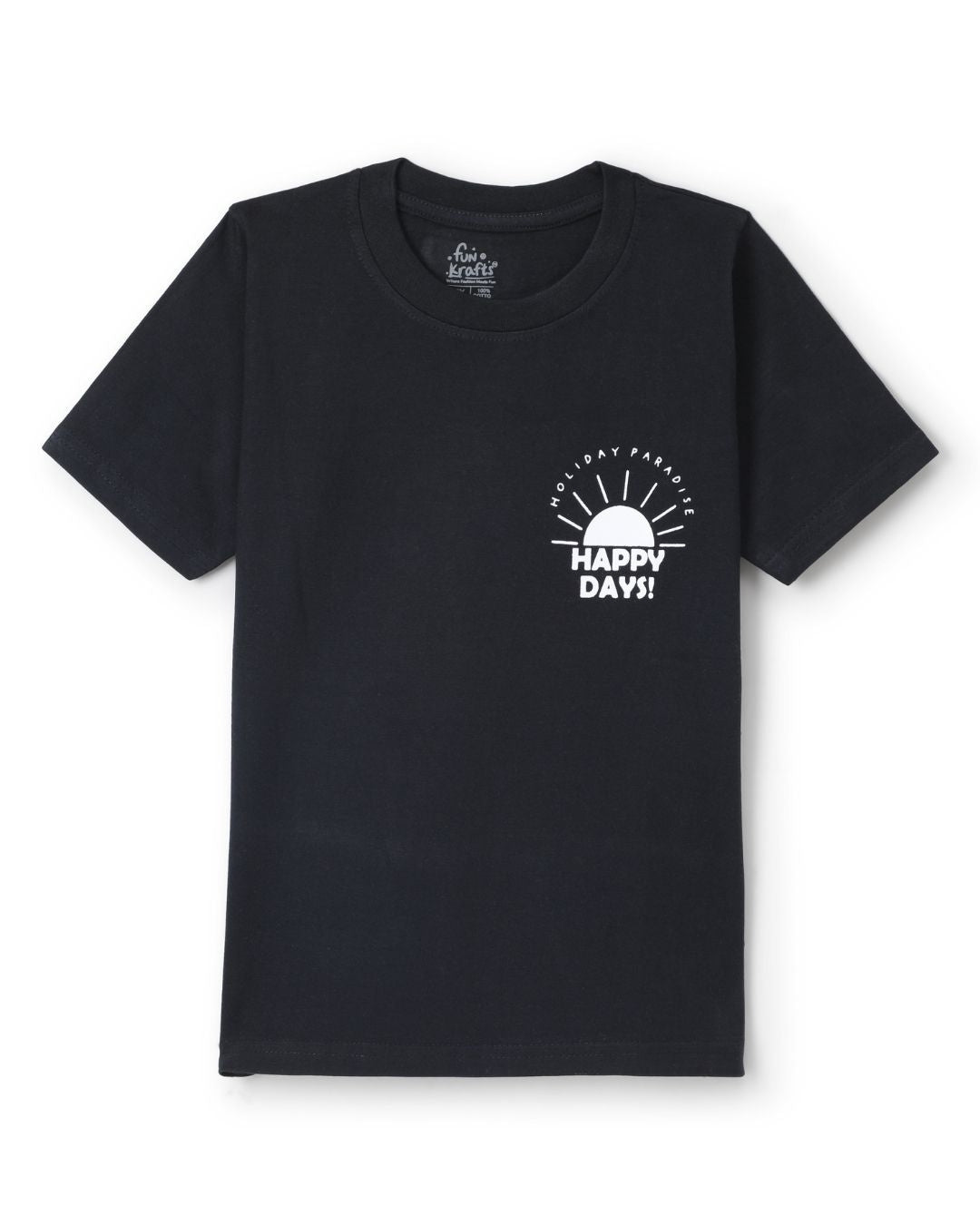 Typographic Printed Premium Cotton Half Sleeves Black T-Shirt with Green Jogger for Boys