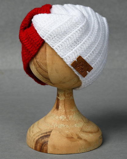 Red & White Self Design Handmade Woollen Ear Warmer Muffs Headband for Kids