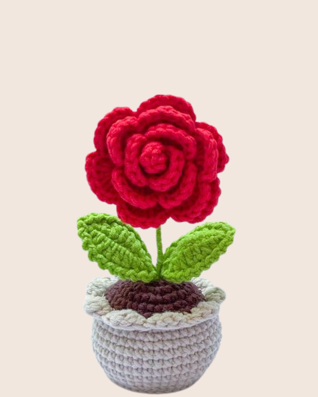 Handmade Crochet Rose with Pot