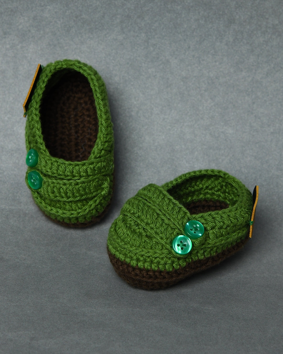 Green Handmade Organic Thread Crochet Infant Baby Booties for Kids