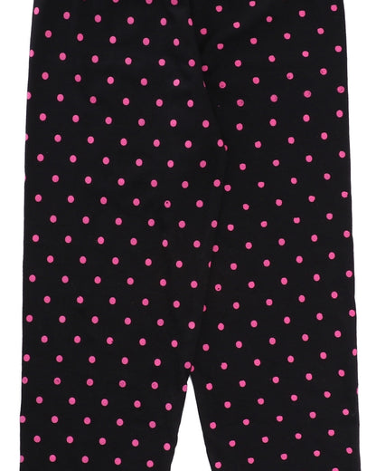 Black Cotton Knit Full Length Polka Dots Printed Pajama
