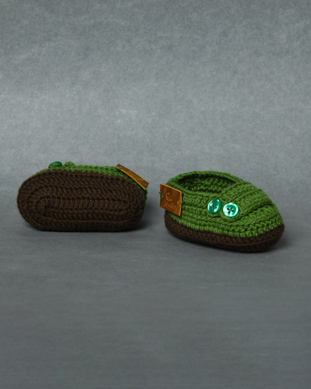 Green Handmade Organic Thread Crochet Infant Baby Booties for Kids