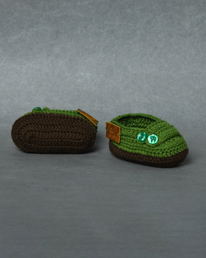 Green Handmade Organic Thread Crochet Infant Baby Booties for Kids