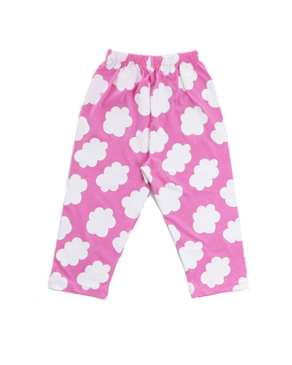 Pink Cotton Knit Full Length Printed Pajama