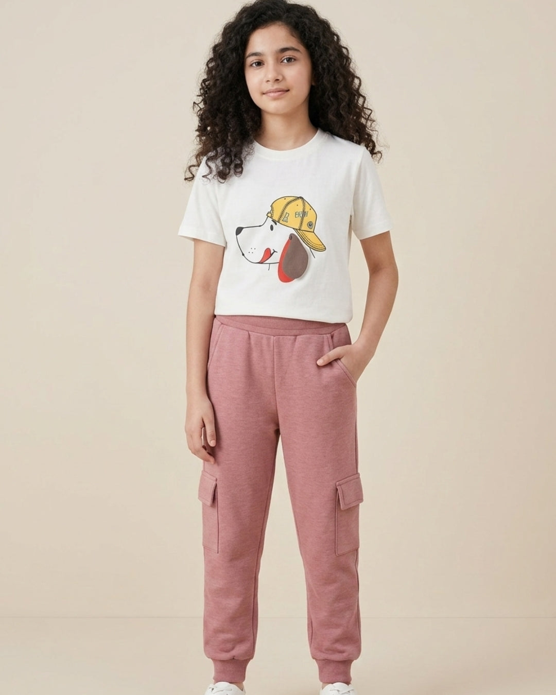 Typographic Printed Premium Cotton Half Sleeves Black T-Shirt with Pink Jogger for Boys & Girls