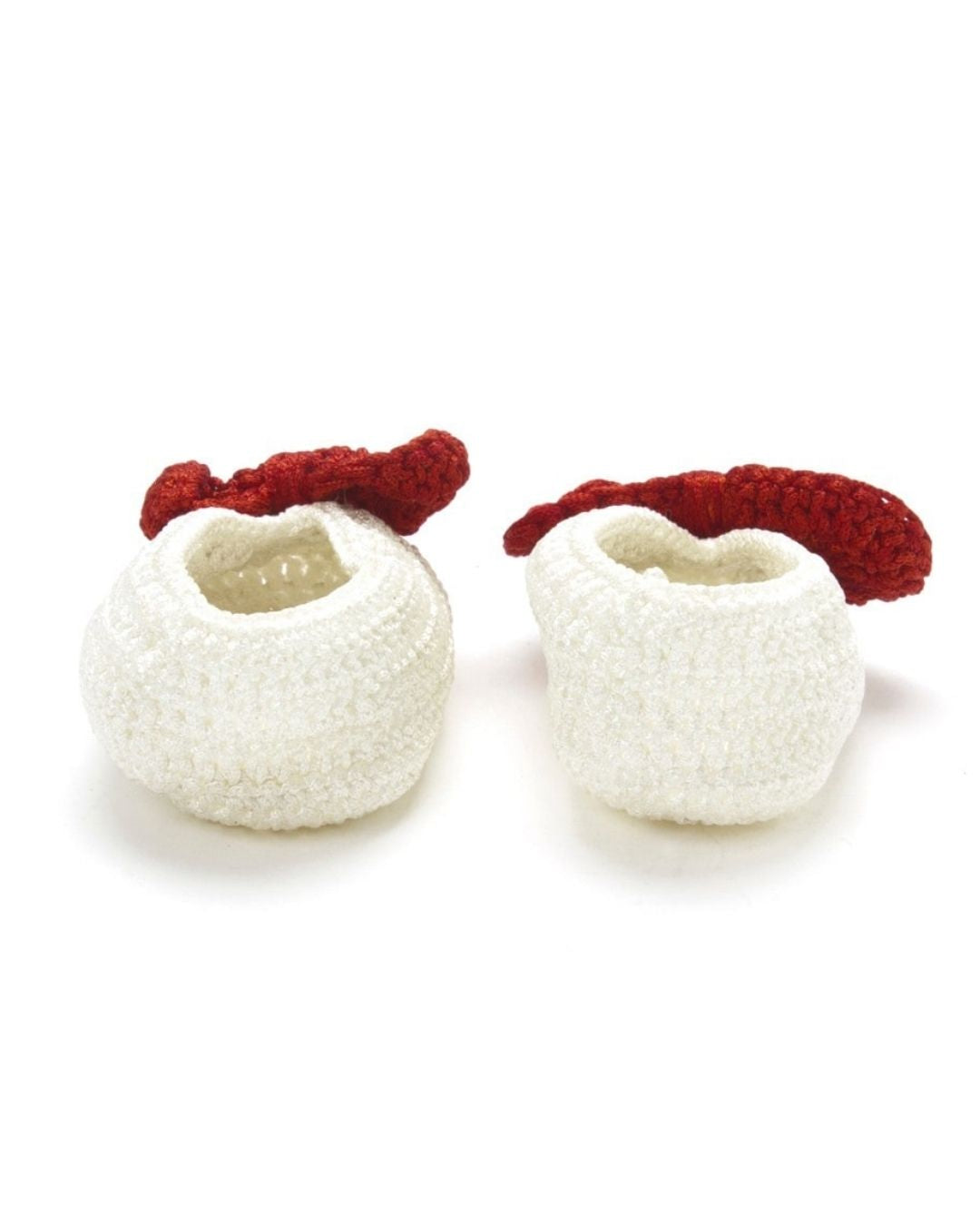 Red & White Crochet Baby Booties for Girls