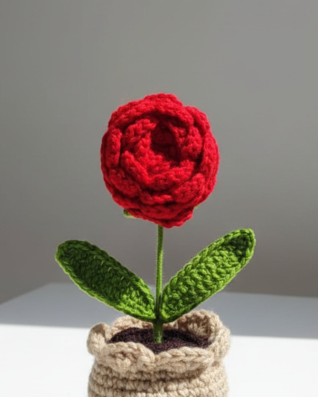 Handmade Crochet Rose with Pot