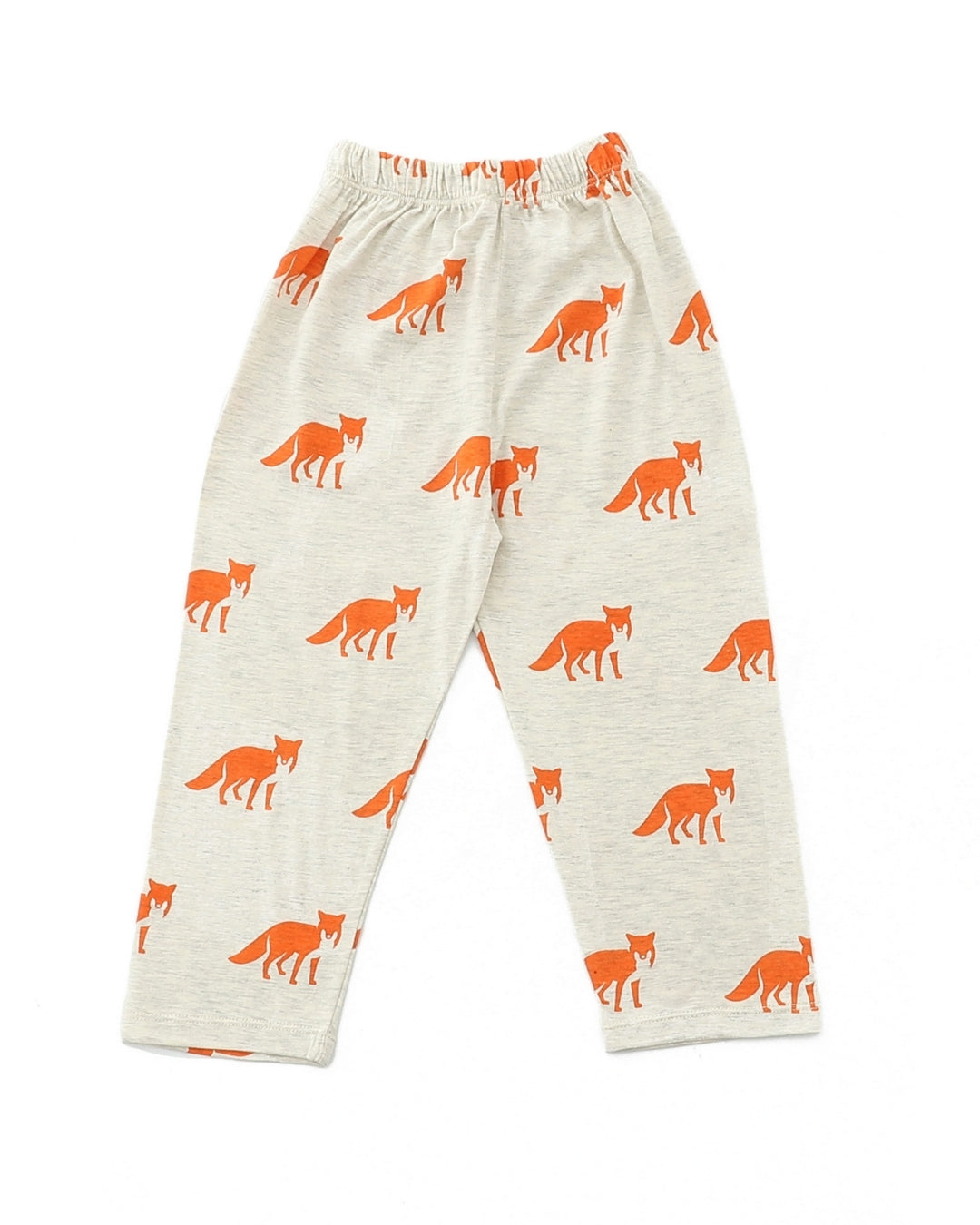 Beige Cotton Knit Full Length Fox Printed Pajama