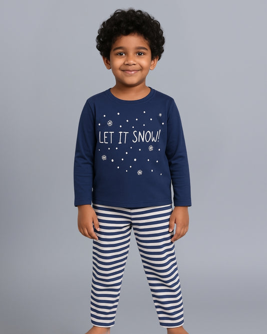 Blue Typography Printed Unisex Loungewear