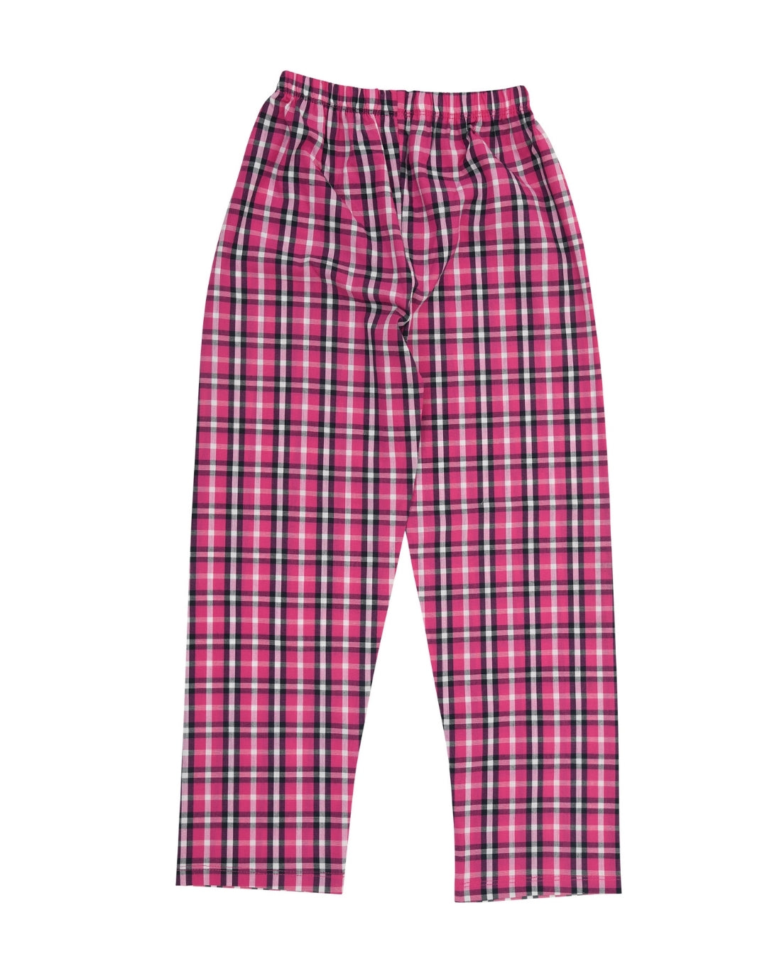 Pink Cotton Woven Full Length Checks Printed Pajama