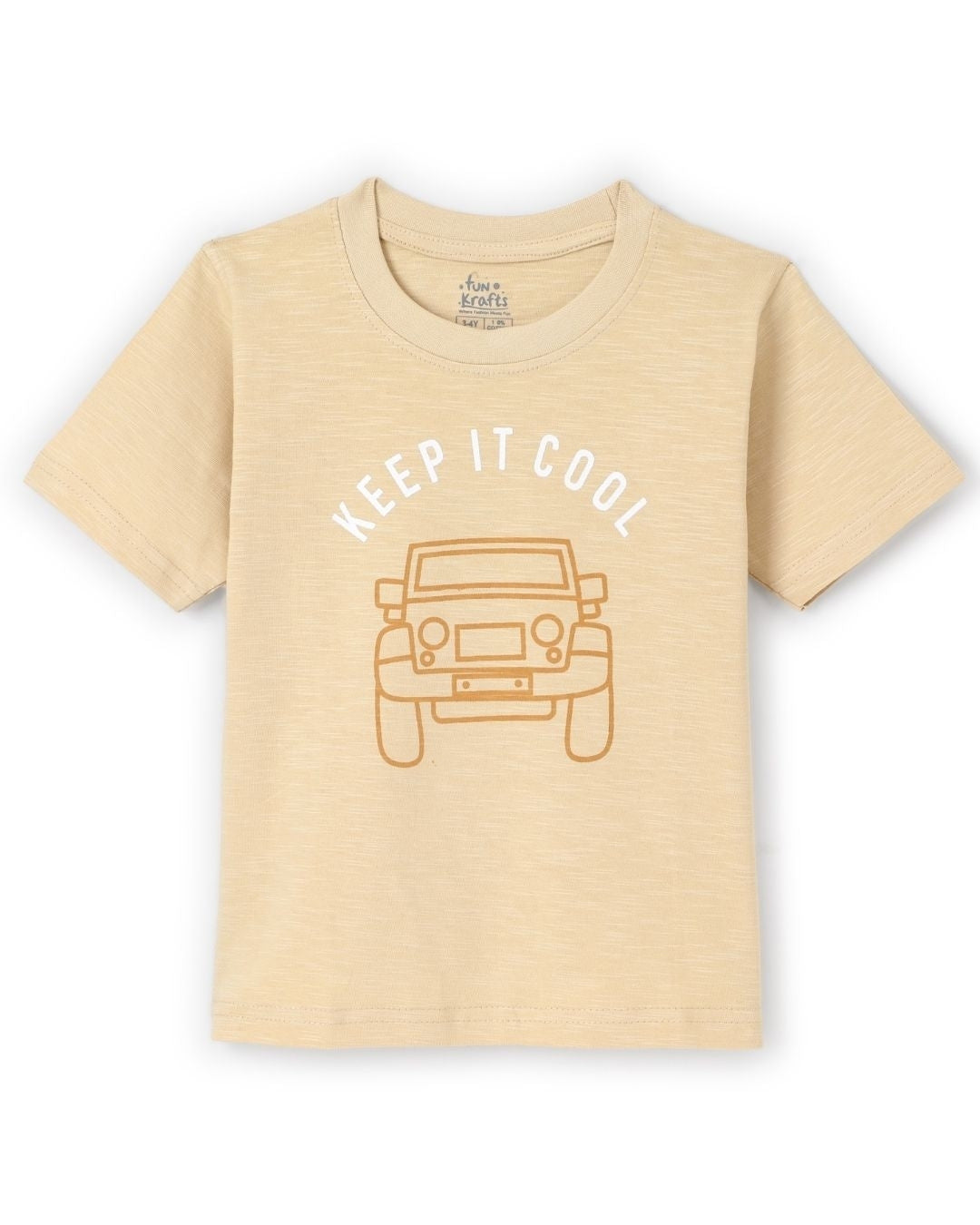 Car Printed Premium Cotton Half Sleeves Yellow T-Shirt with Green Jogger for Boys