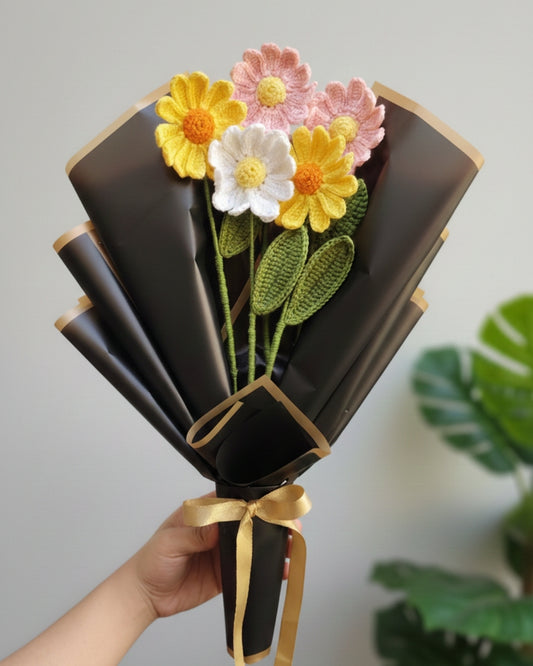 Handmade Crochet Colorful Daisy Flower Bouquet