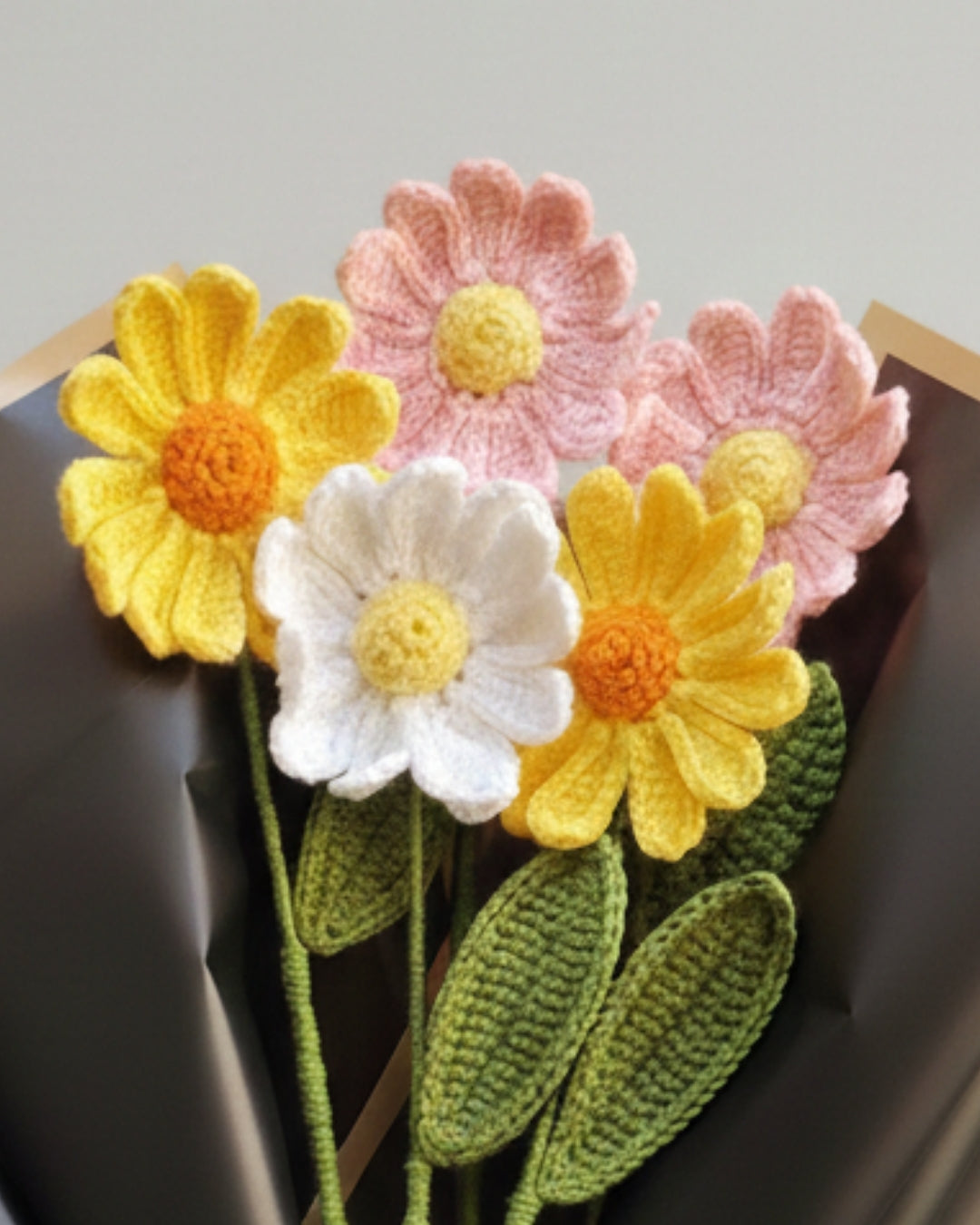 Handmade Crochet Colorful Daisy Flower Bouquet