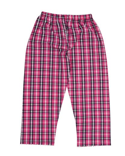 Pink Cotton Woven Full Length Checks Printed Pajama