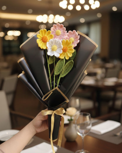 Handmade Crochet Colorful Daisy Flower Bouquet