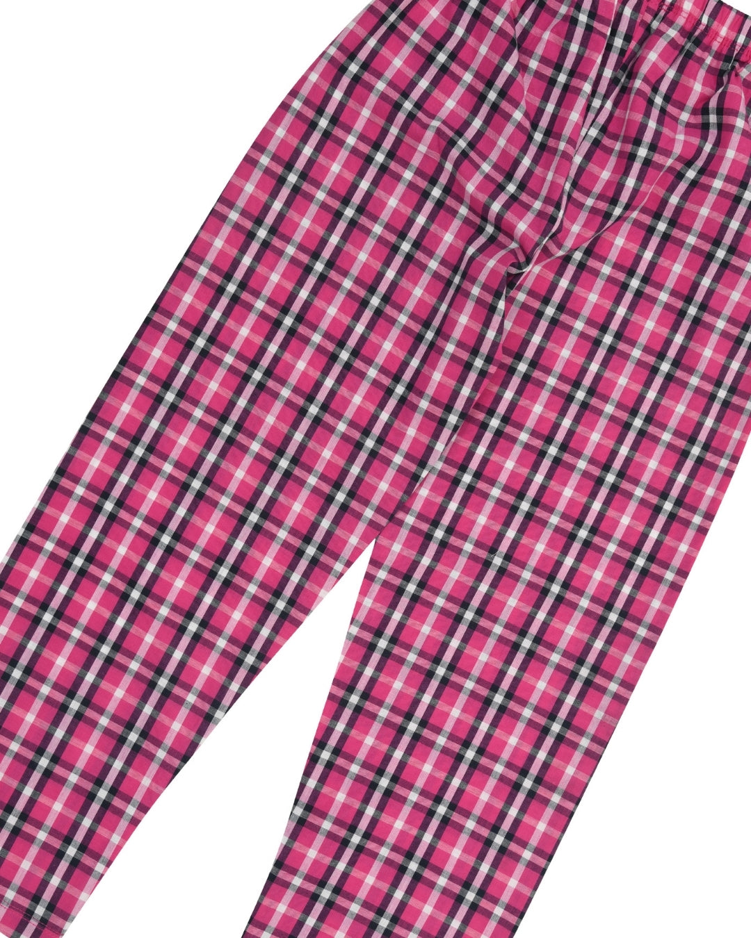 Pink Cotton Woven Full Length Checks Printed Pajama
