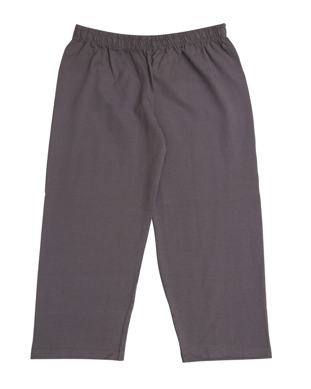 Grey Cotton Knit Full Length Solid Color Pajama