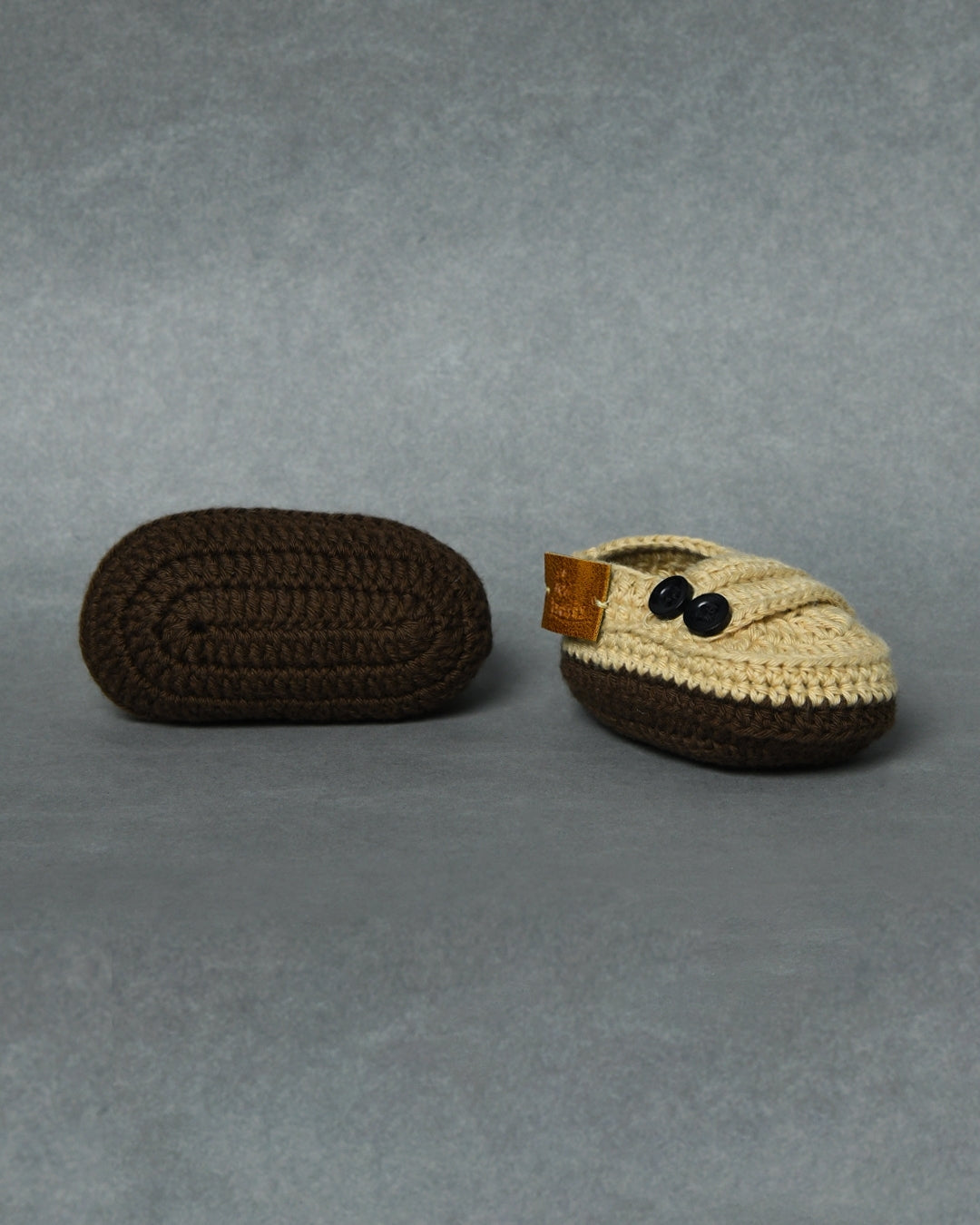 Beige Handmade Organic Thread Crochet Infant Baby Booties for Kids