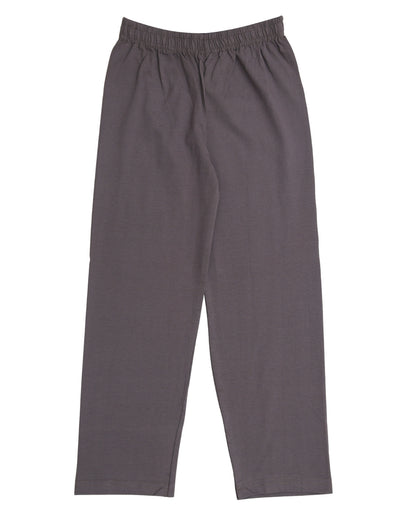 Grey Cotton Knit Full Length Solid Color Pajama