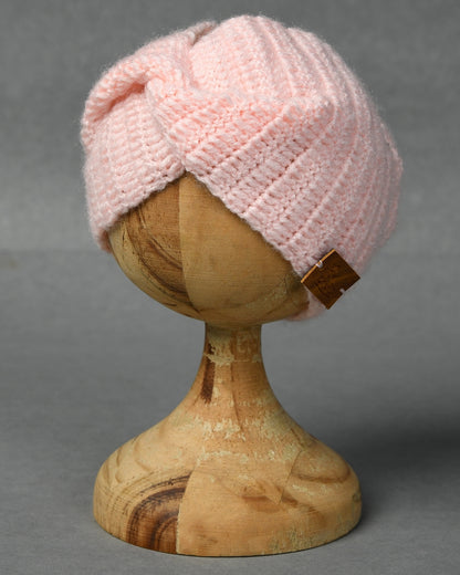 Pink Self Design Handmade Woollen Ear Warmer Muffs Headband for Girls