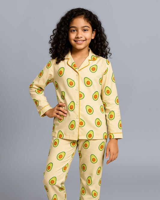 Avocado Printed Pure Cotton Night Suit for Kids