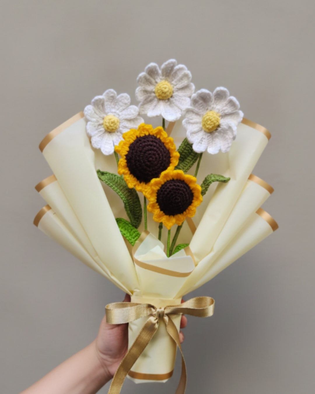 Handmade Crochet Sunflower & Daisy Flower Bouquet