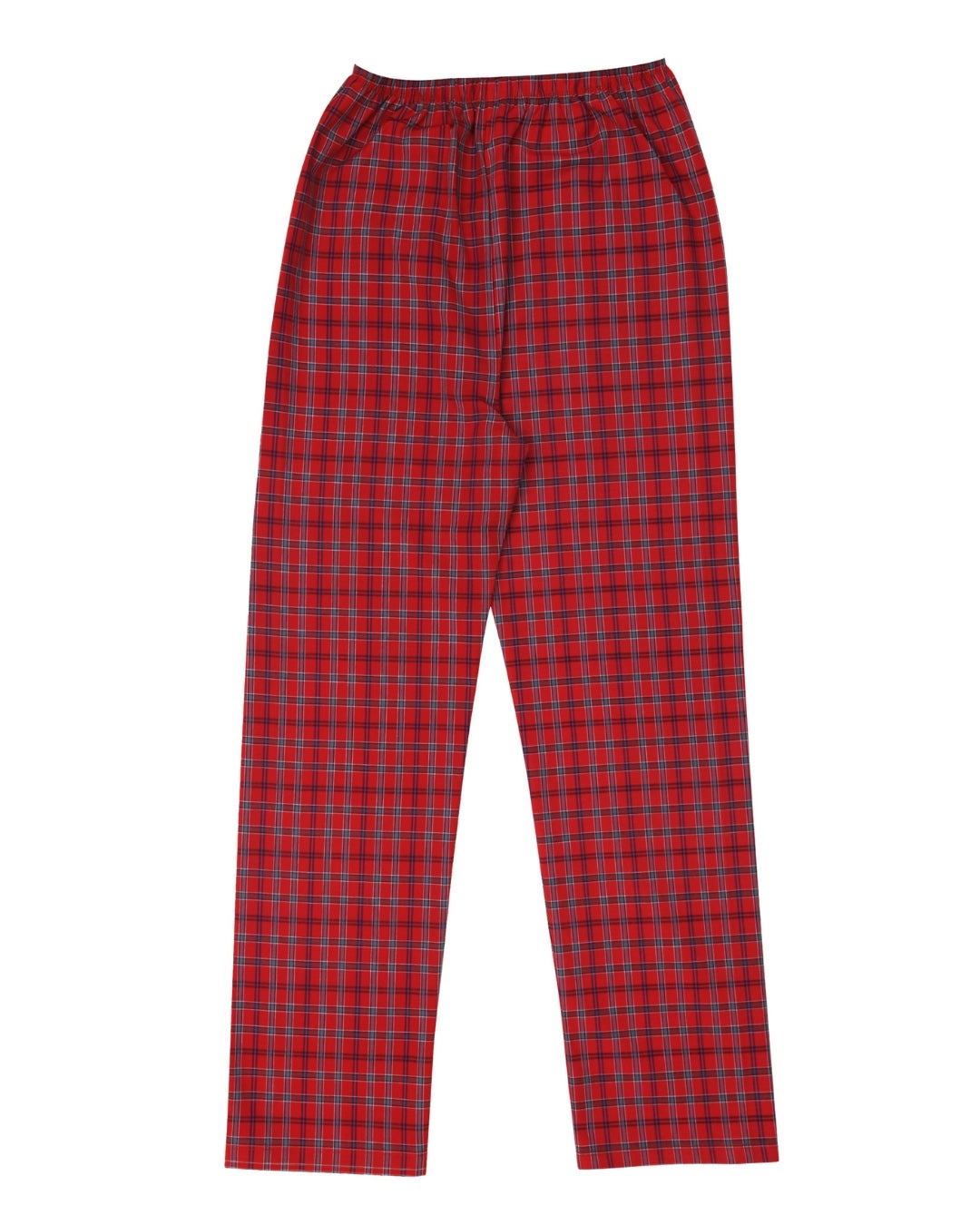 Red Cotton Woven Full Length Checks Printed Pajama