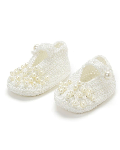 White Crochet Baby Booties